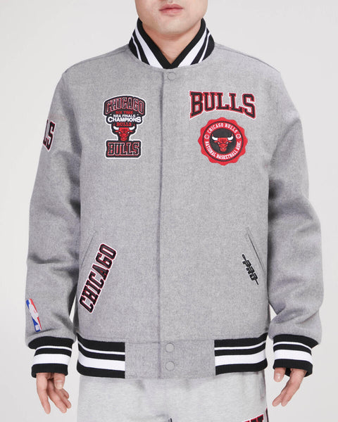 Men's NBA Chicago Bulls Varsity Jacket Dark Gray /Black - Black / S