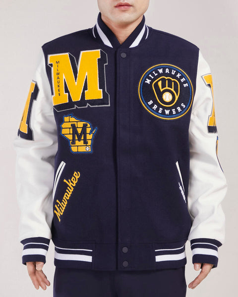 Navy Blue Milwaukee Brewers Pro Standard Logo Mashup Wool Varsity