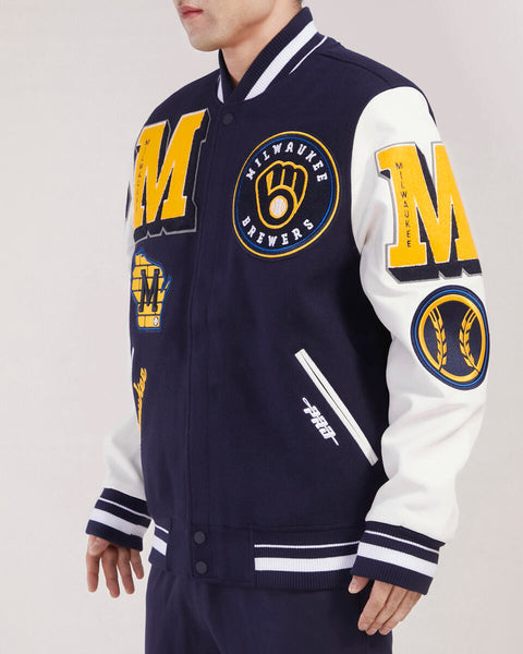 Navy Blue Milwaukee Brewers Pro Standard Logo Mashup Wool Varsity