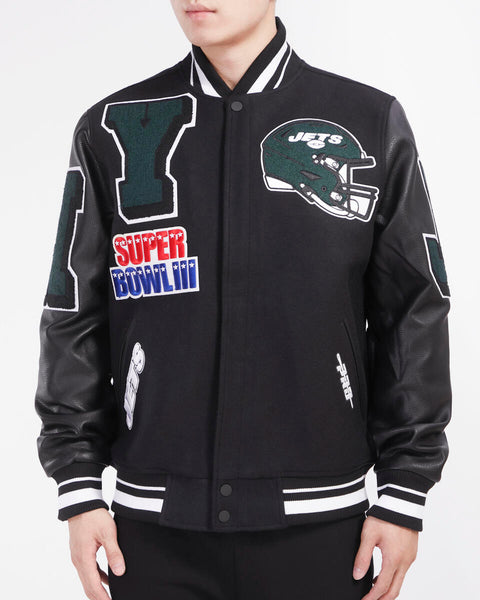 Black New York Jets Pro Standard Logo Mashup Wool Varsity Heavy Black New York Jets Pro Standard Logo Mashup Wool Varsity Heavy