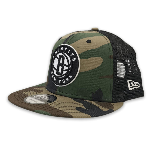 Green Camo Brooklyn Nets New Era Black Trucker 9Fifty Snapback