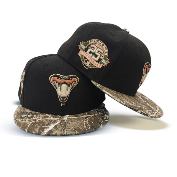 Woodland Camo Upside Down Arizona Diamondbacks Black Visor Gray Bottom 25th Anniversary Side Patch New Era 59FIFTY Fitted 75/8