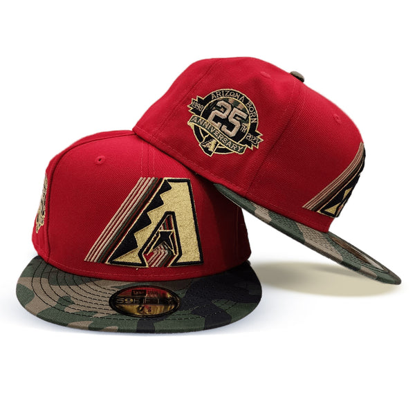 Woodland Camo Upside Down Arizona Diamondbacks Black Visor Gray Bottom 25th Anniversary Side Patch New Era 59FIFTY Fitted 75/8