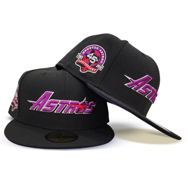 Black Houston Astros Grape Purple Bottom 45th Anniversary Fitted