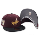 Maroon Brooklyn Dodger Black Visor Gray Bottom Jackie Robinson 75th Years Side Patch New Era 59Fifty Fitted