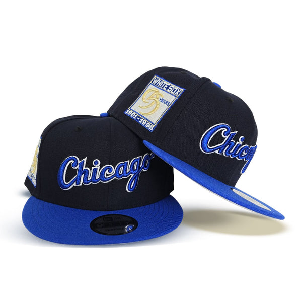 Navy Blue Script Chicago White Sox Royal Blue Visor Gray Bottom 95