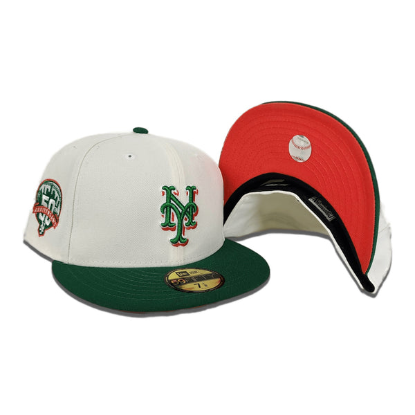 Off White New York Mets Kelly Green Visor Orange Bottom 50th Anniversary Side Patch New Era 59FIFTY Fitted 71/2