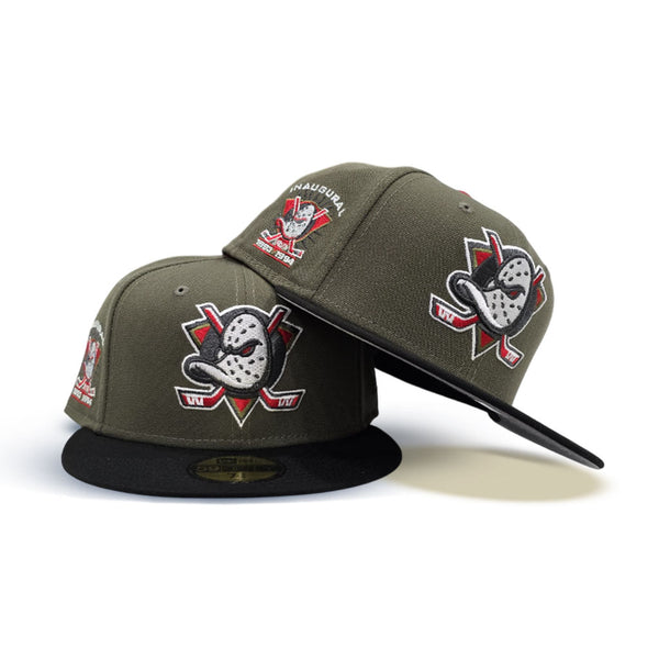 Olive Green Anaheim Mighty Ducks 1993-1994 Inaugural Season Fitted