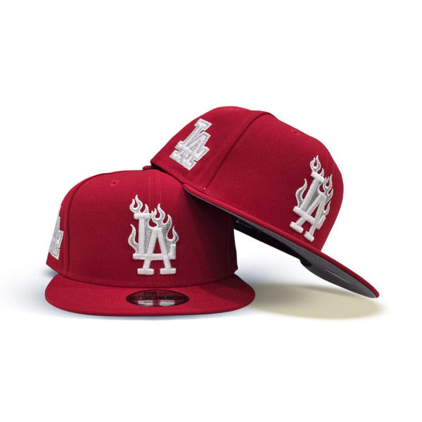 Red Los Angeles Dodgers Flame Logo Gray Bottom LA Side Patch