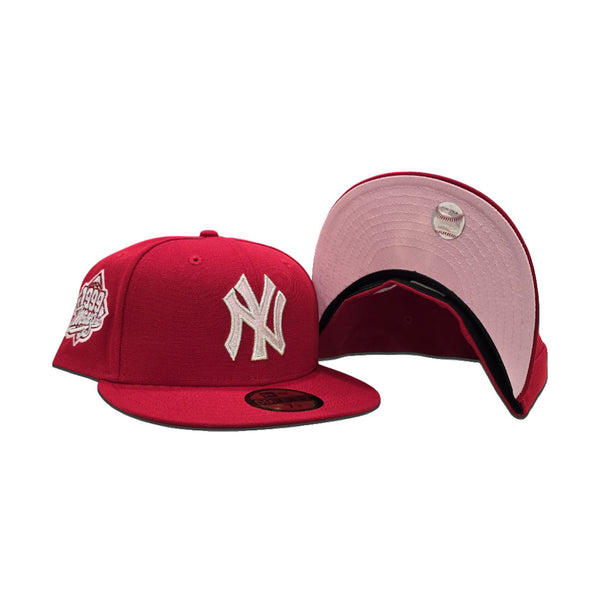 Exclusive Pink New York Yankees Heart 1996 World Series Side Patch Valentine Day Sold❗️Pink New York Yankees Heart Red Visor Gray Bottom  main image 3
