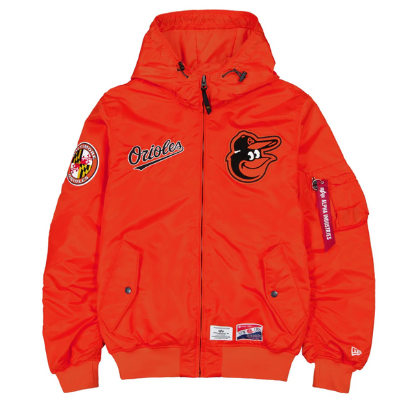 Orange Baltimore Orioles Alpha Industries X New Era L-2B Hooded
