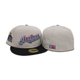 Stone Cleveland Indians Black Visor Gray Bottom 1995 World Series Champions Side Patch 59fifty Fitted
