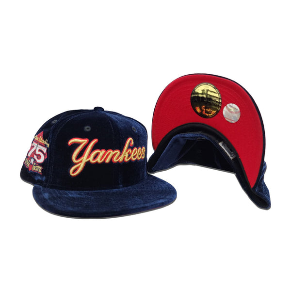 Navy Blue Velvet New York Yankees Red Bottom 75th