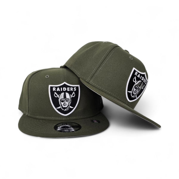 Olive Green Las Vegas Raiders Gray Visor New Era 9Fifty Snapback