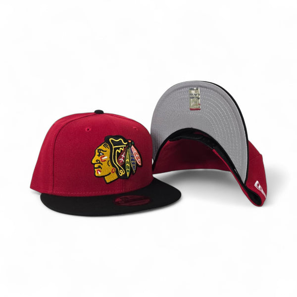 Red Chicago Blackhawks Black Visor New Era 9Fifty Snapback