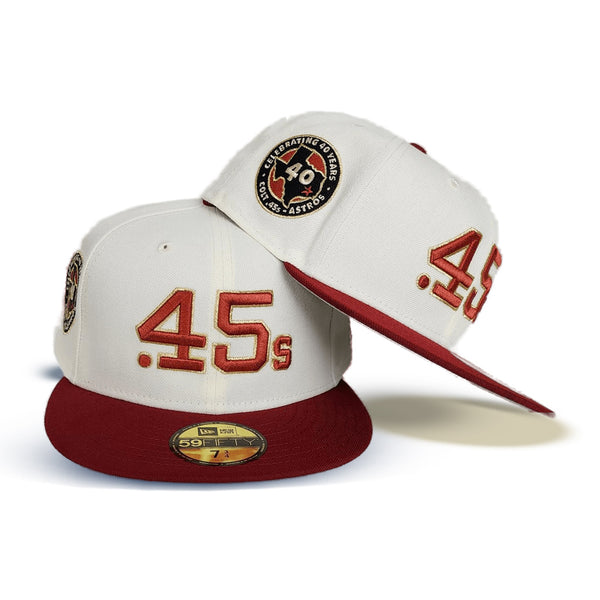 Brick Red Houston Colt .45's Black Visor Seashell Bottom Celebrating 40 Years Side Patch New Era 59FIFTY Fitted 7