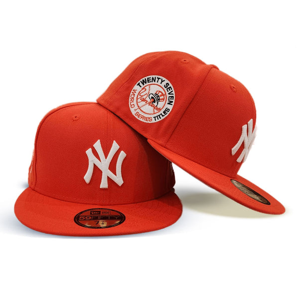 Cream New York Yankees Orange Bottom 27 World Series Champions Side Patch New Era 59FIFTY Fitted 7 3/4