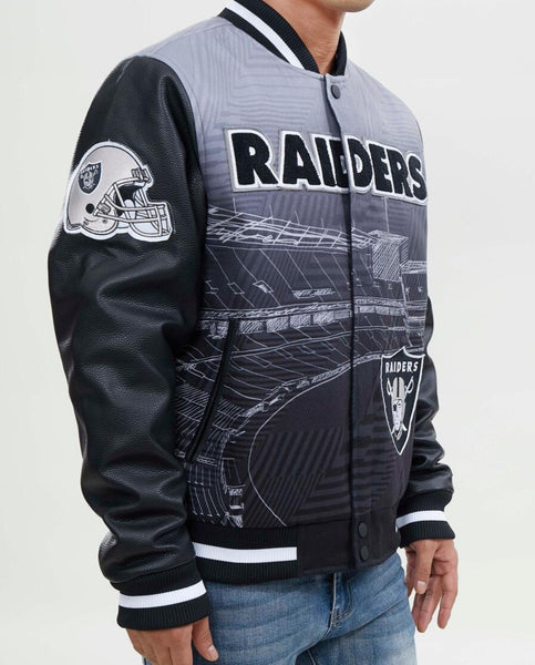 Men's Las Vegas Raiders Star Jacket in Black/Grey Size 3XL by Fashion Nova