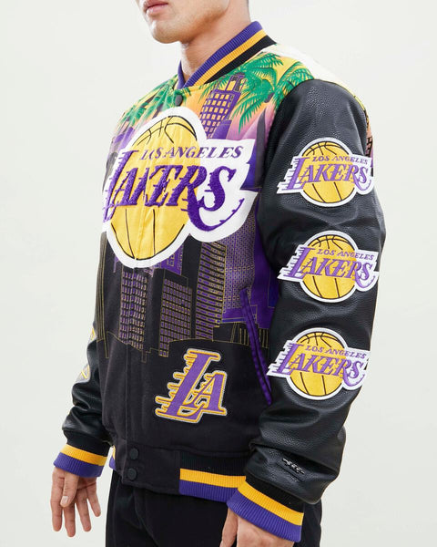 Pro Standard Los Angeles Lakers Logo Varsity Jacket (Black) - ShopperBoard
