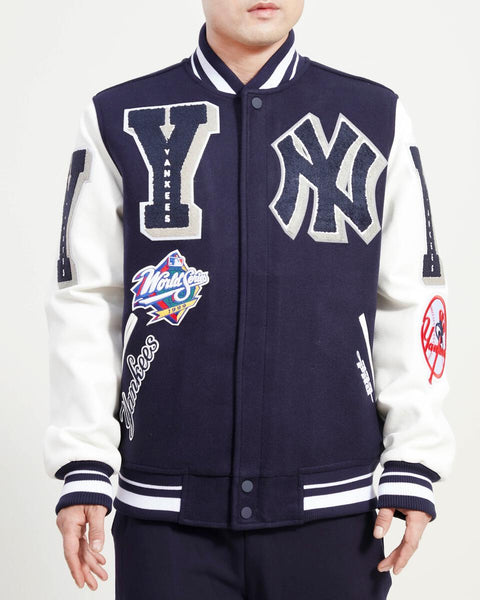 Men's New York Yankees Pro Standard Navy Mash Up Logo Varsity Full-Zip  Jacket