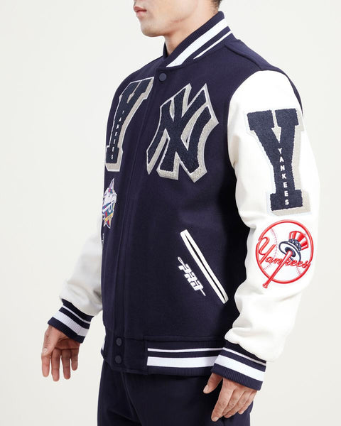 NEW YORK YANKEES MASH UP WOOL VARSITY JACKET (MIDNIGHT NAVY/WHITE)