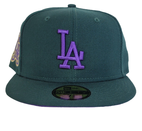 Dark Green Los Angeles Dodgers Purple Bottom 75th World Series Side Patch  New Era 59Fifty Fitted