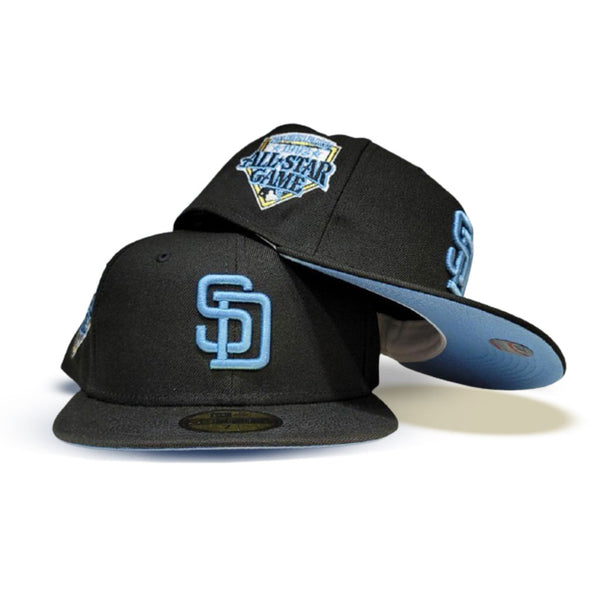 Black San Diego Padres Icy Blue Bottom Dice Collection 40th Anniversary  Side patch New Era 59Fifty Fitted