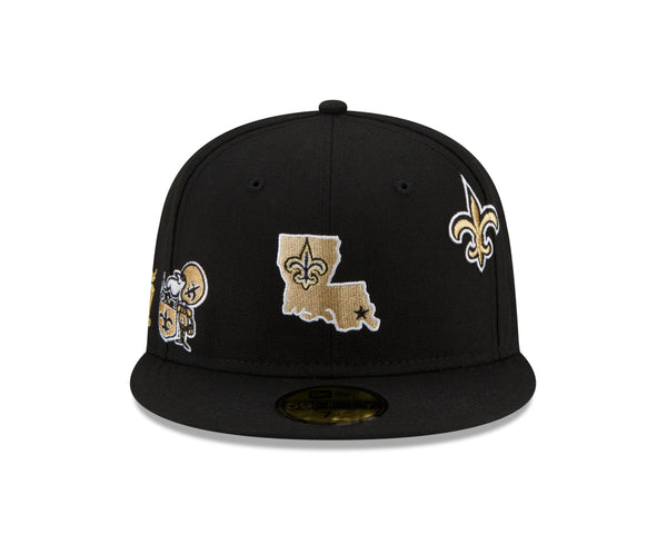 Black New Orleans Saints Gray Bottom New Era X Just Don New Era 59FIFT Exclusive Fitted Inc