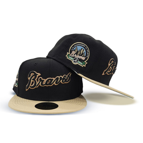 Black Atlanta Braves Vegas Gold Visor Green Bottom 40th Anniversary Side  Patch New Era 59Fifty Fitted