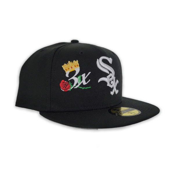 Men's New Era Black Chicago White Sox 3-Time World Series Champions Undervisor 59FIFTY Fitted Hat