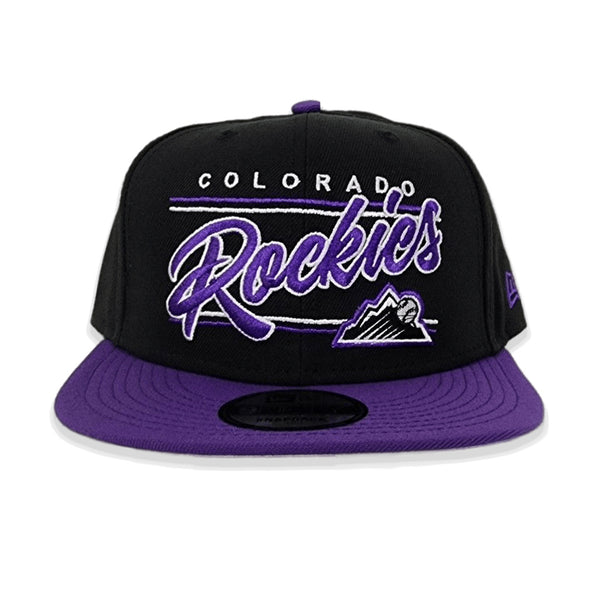 Black Colorado Rockies Team Scrip Gray Bottom New Era 9FIFTY Snapback