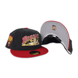 Black Corduroy Buffalo Bison Red Visor Gray Bottom International League Side Patch New Era 59Fifty Fitted