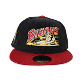 Black Corduroy Buffalo Bison Red Visor Gray Bottom International League Side Patch New Era 59Fifty Fitted
