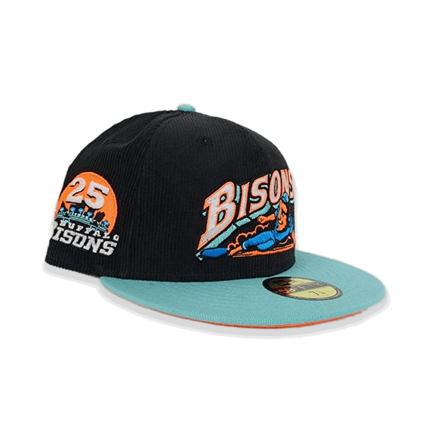 Black Corduroy Buffalo Bisons Blue Tint Visor Orange Bottom 25th