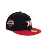 Black Corduroy Houston Astros Red Visor Yellow Bottom 2022 World Series Champions Side Patch New Era 59Fifty Fitted