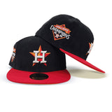 Black Corduroy Houston Astros Red Visor Yellow Bottom 2022 World Series Champions Side Patch New Era 59Fifty Fitted