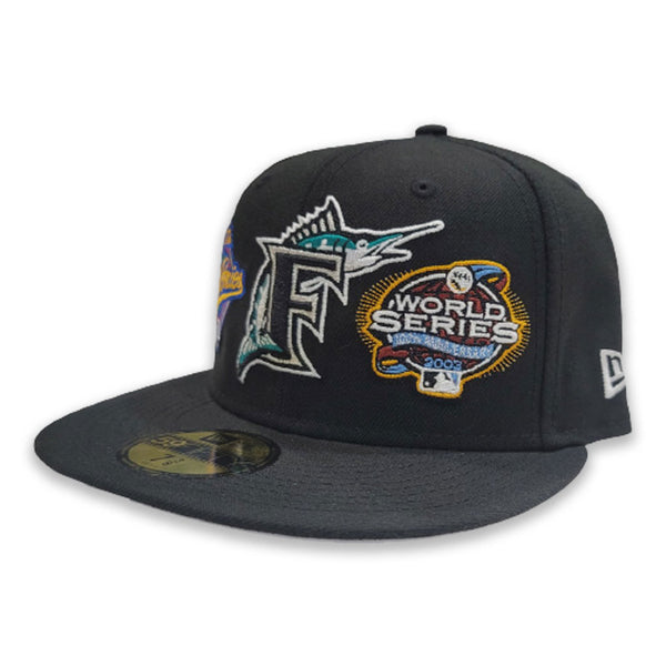 Exclusive Fitted Black Florida Marlins 2x World Series Champions New Era Short Sleeve T-Shirt L