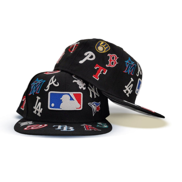 Men's MLB New Era Black Allover Team Logo 59FIFTY Fitted Hat