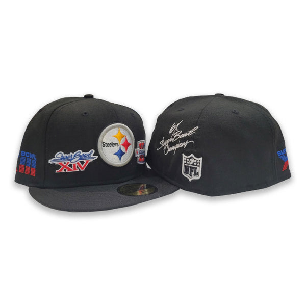 Men's New Era Black Pittsburgh Steelers Super Bowl Patch 59FIFTY