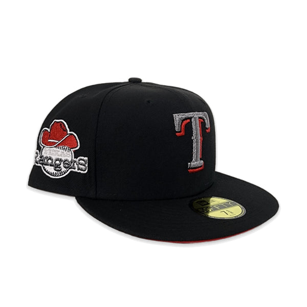 Texas Rangers New Era Black Custom Wrestle Pack Side Patch 59FIFTY Fitted Hat, 7 7/8 / Black