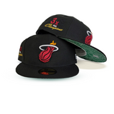Black Miami Heat Green Paisley Bottom NBA 3X Championship Side Patch New Era 59Fifty Fitted