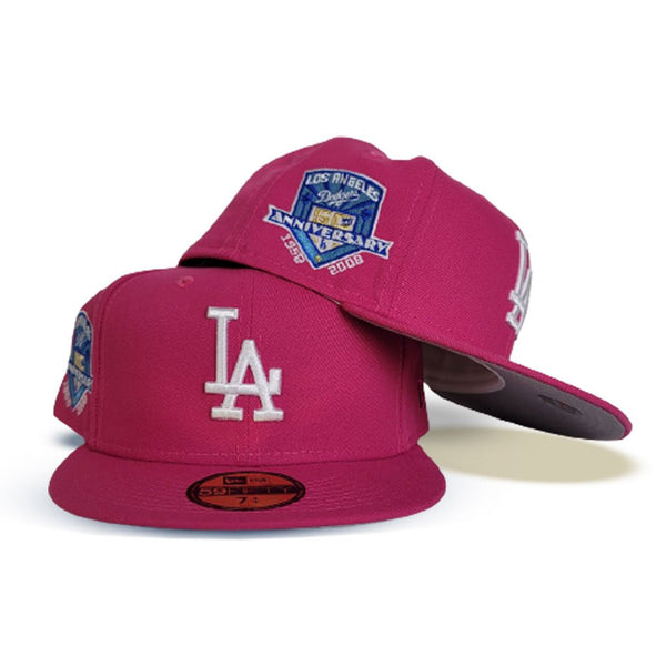 White Los Angeles Dodgers Pink Bottom 50th Anniversary Side Patch