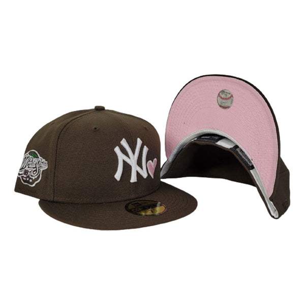 Brown yankee fitted pink brim Clearance