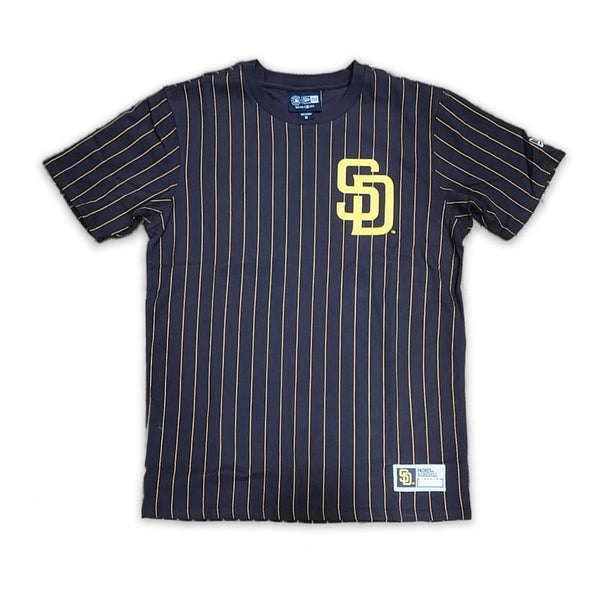 Men’s New Era San Diego Padres Throwback Dark Grey Heather Pinstriped  Jersey Shirt