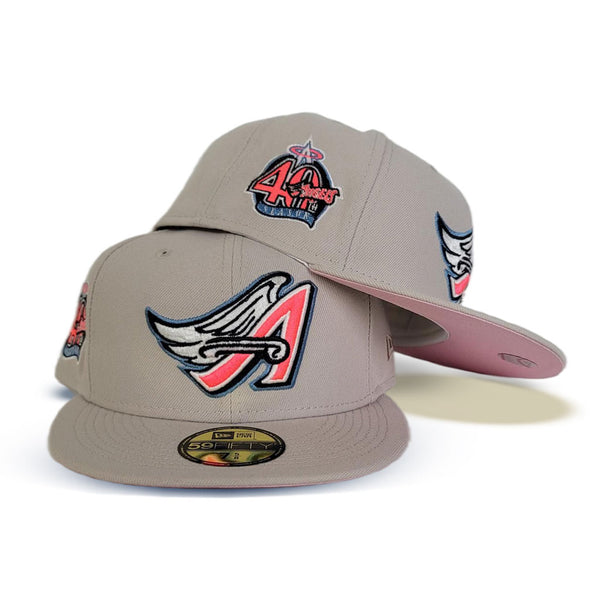 Los Angeles Angels New Era 40th Anniversary Pink Undervisor 59FIFTY Fitted  Hat - Cream/Black