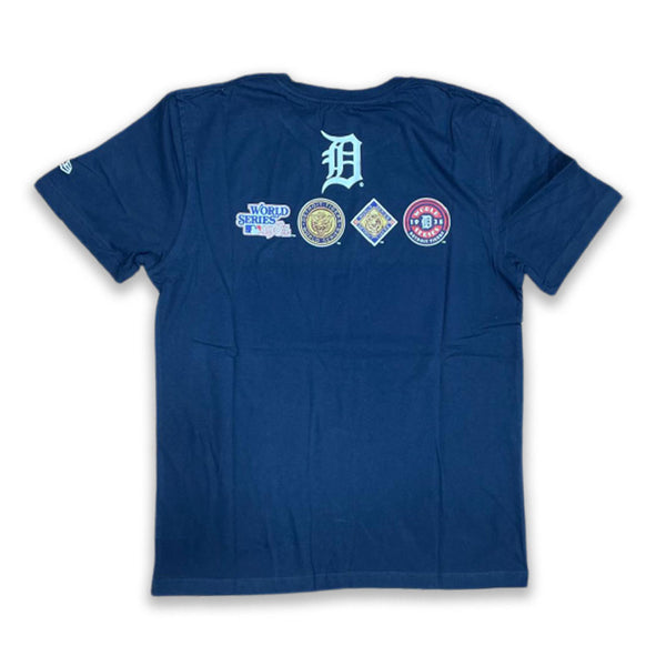 Exclusive Fitted Navy Blue Detroit Tigers 4X World Series Champions New Era Short Sleeve T-Shirt M