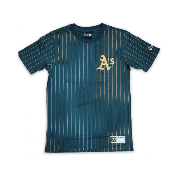 Exclusive Fitted Dark Green Oakland Athletics Yellow Pinstripe New Era Short Sleeve T-Shirt S