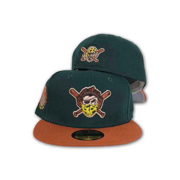 Blue Jewel Pittsburgh Pirates Yellow Visor Apple Green Bottom Pirates Flag Side Patch New Era 59FIFTY Fitted 75/8