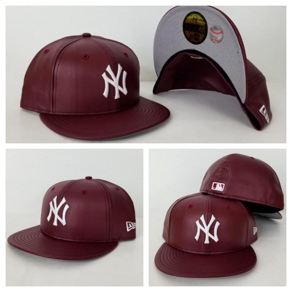 Exclusive New Era 59Fifty Burgundy PU Leather. Exclusive Fitted Inc