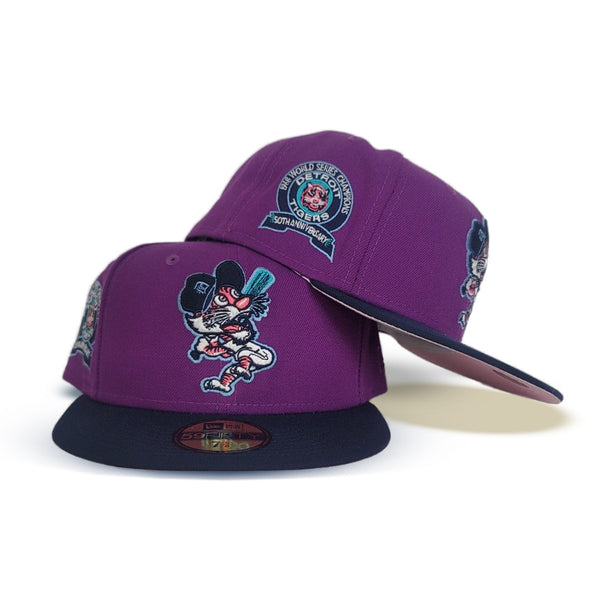 New Era 59Fifty Grape Purple Detroit Tigers Navy Visor with Pink